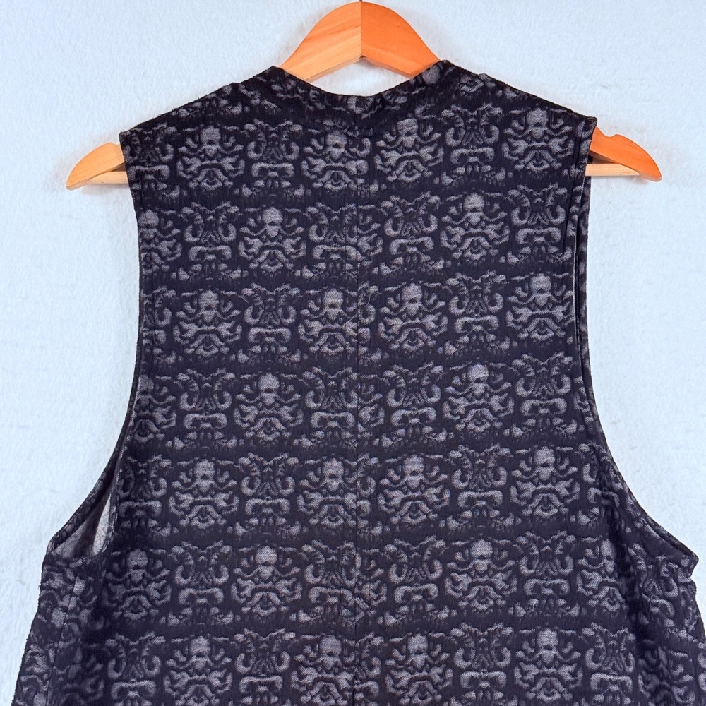 Nyah Longline Vest Womens Large Black Damask Witchy Edgy Goth Victorian Layering - Picture 6 of 8
